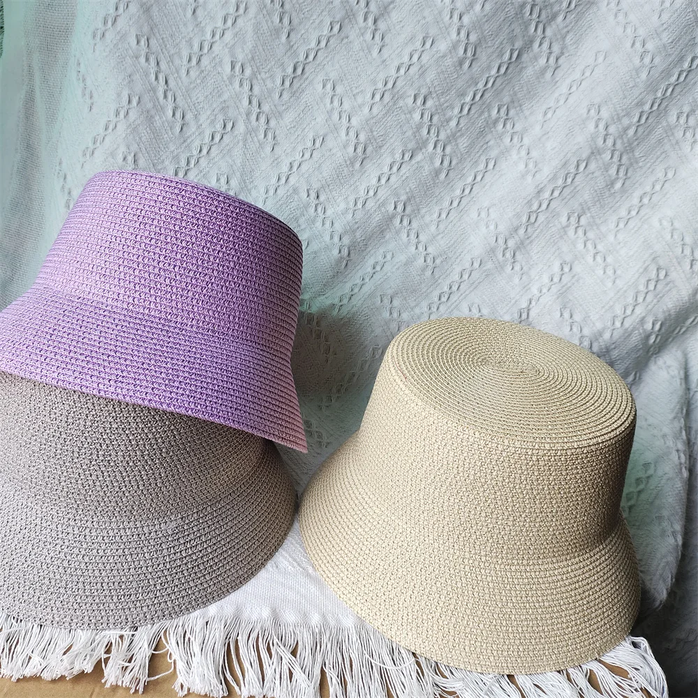 Summer Colorful Straw Hat for Women Men Fashion Chain Accessories Bucket Hat Beach Hat UV Resistant Sunshade Hat панама 버킷햇