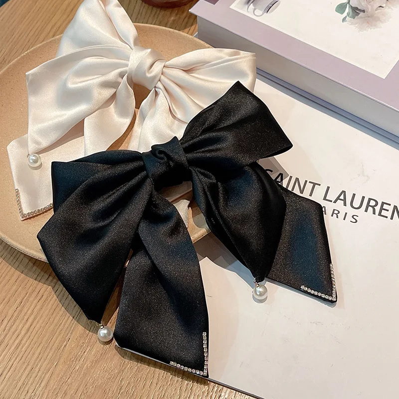 Koreanische Band Perle Schleife Haarspangen für Frauen Zubehör Strass Pin Bögen Haarspange Kopfbedeckung Luxus Schmuck – Detail 4