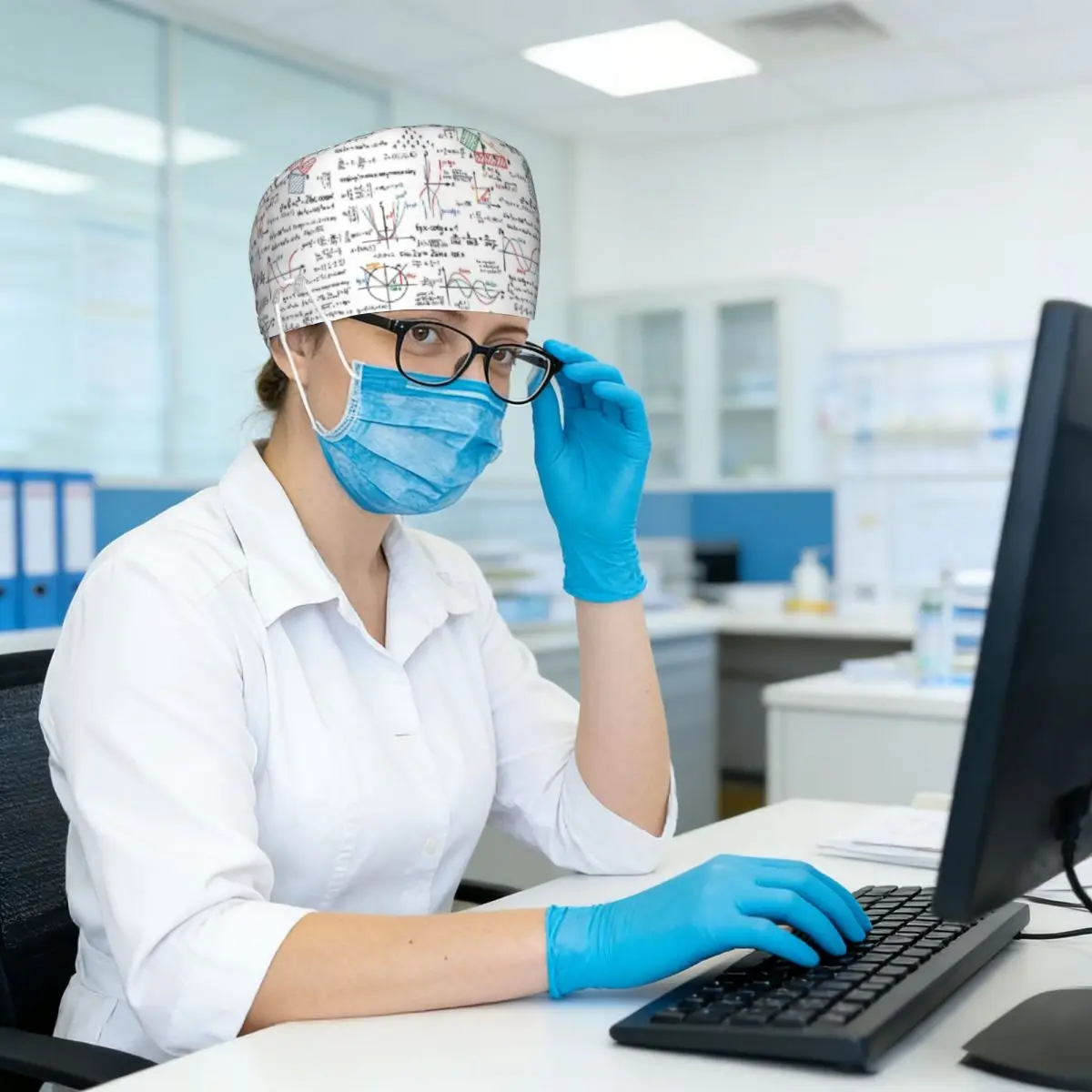 Mathematics Formulas Numbers Scrub Hat Doctor Working Surgical Cap Unisex Adjustable Nursing Caps for Dentist