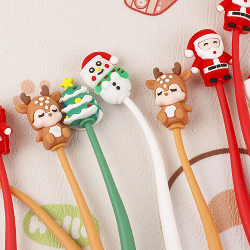 1Pc Christmas Silicone Cartoon Shake Gel Pen 0.5mm Student Kawaii Stationery School Office Supplies Christmas Gifts