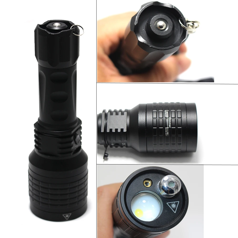 Portable Outdoor Hunting 3-In-1 Multicolor Zoom LED Flashlight White/Green Laser/Red Lasers IR focusing Tactical Flash Light