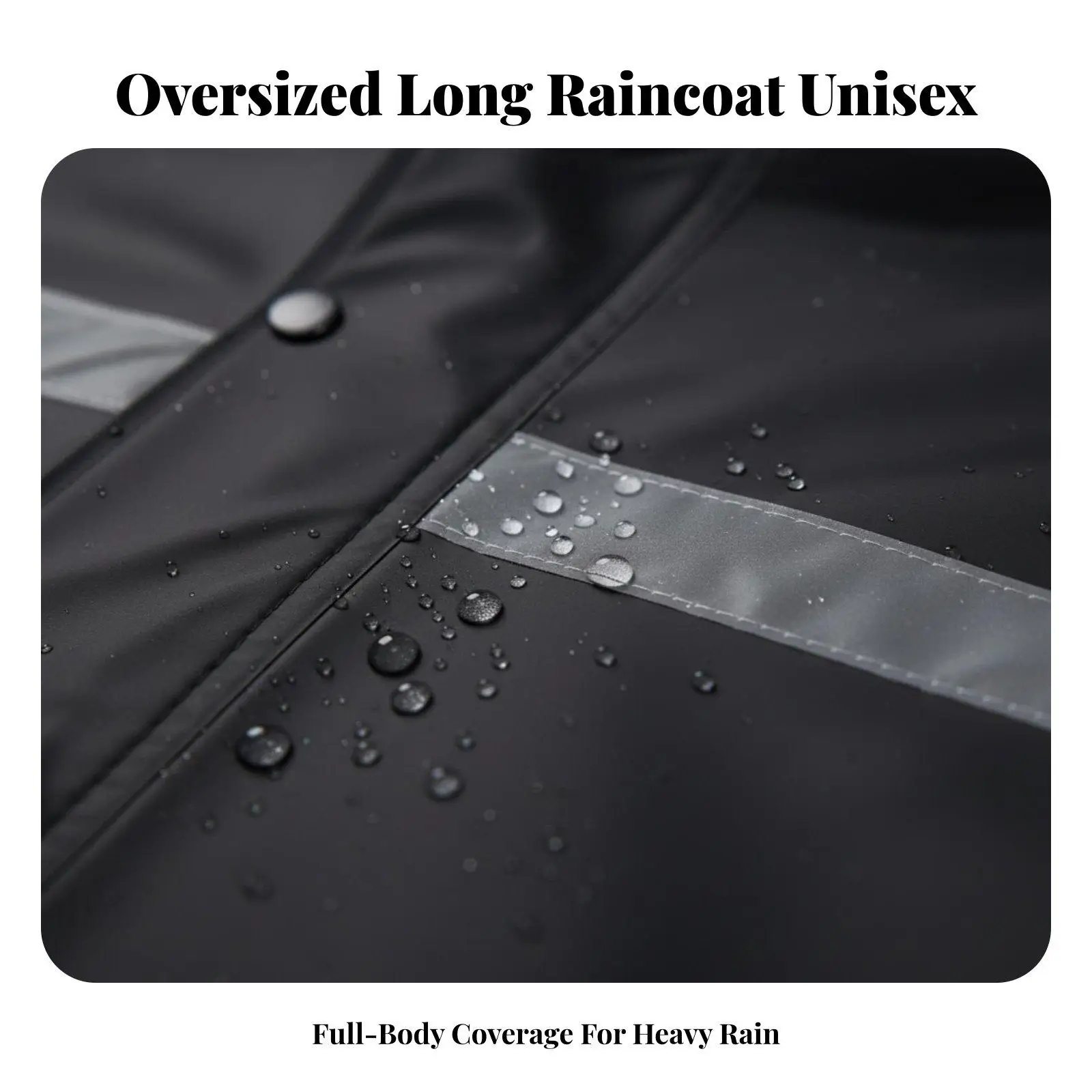 Mens Waterproof Raincoat Oxford Cloth Reflective Jacket for Heavy Rain with Adjustable Hood for Construction Security