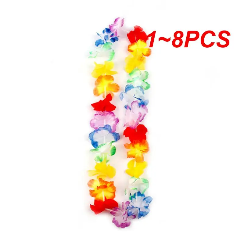 1~8PCS Hawaii Party Leis Flower Wreath Garland Hawaiian Necklace Hawai Floral Farmhouse Party Decor Supplies Garland Decoration