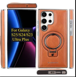 Cases For Samsung Galaxy S25/S24/S23Ultra Phone Case Magnetic Suction Wireless Charging With Bracket S25/S24Plus Leather Cover