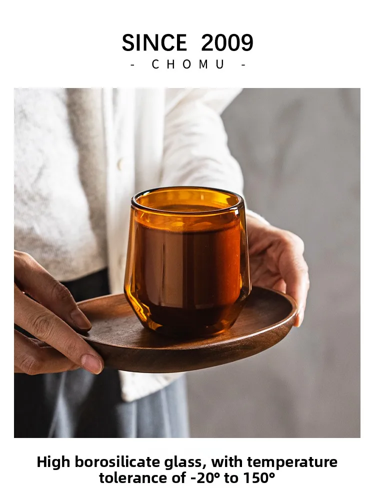 Amber Double Layered Glass Coffee Cup for Women High Aesthetic Value Mocha Latte Australian White Cup Small American Dirty Wa...