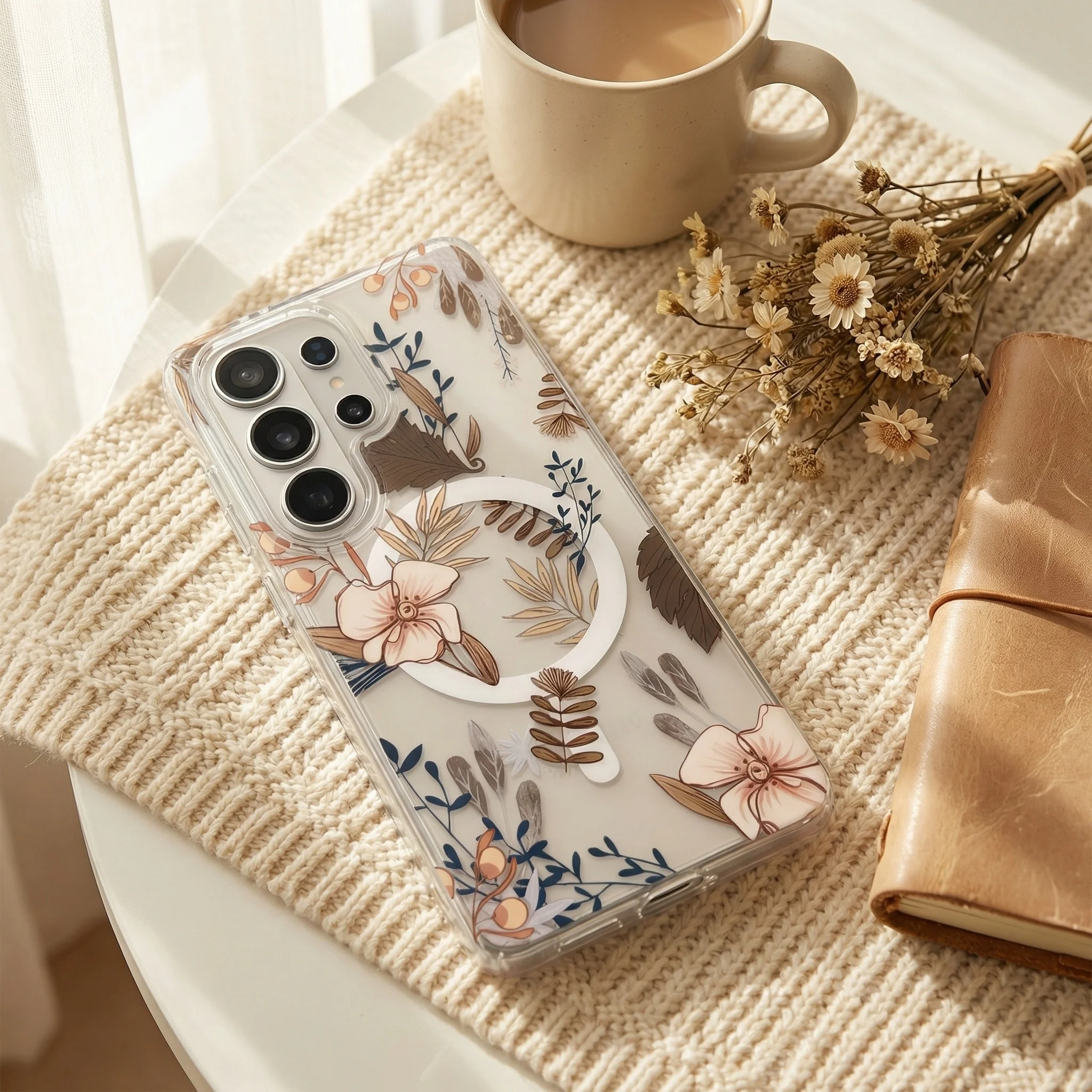 S26 Ultra Magnetic Phone Case, Double Layer Film, Clear 3D Texture, Scratch-Resistant, for Samsung Galaxy S23/S24/S25 Plus funda