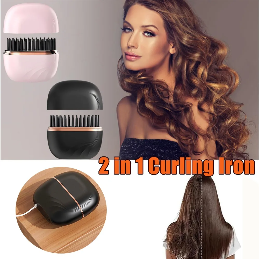 

Беспроводной выпрямитель для волос, щетка 2 в 1, щипцы для завивки волос, инструмент для укладки с быстрым нагревом для путешествий, домашнего использования, прямая расческа для ленивых людей