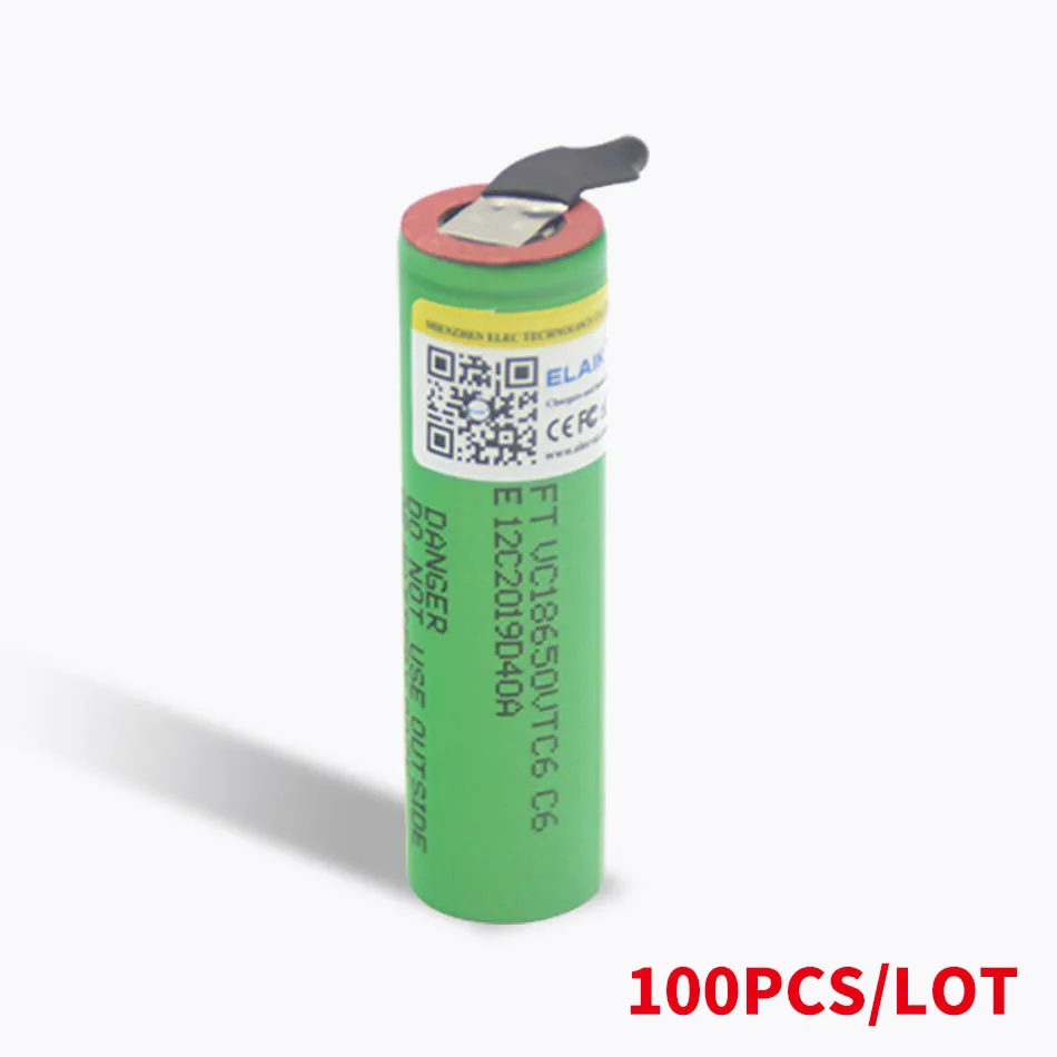 

100PCS ELAIK VTC6 3,7 V 3000 mAh 18650 Li-Ion Akku 18650VTC6 batterien + DIY Nickel Blätter