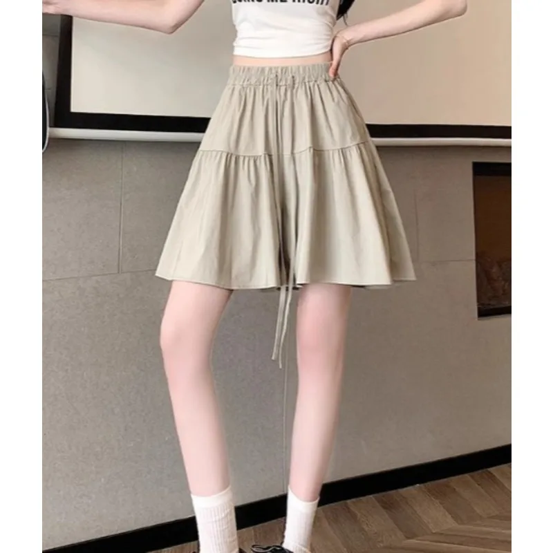 2026 Shorts Women's Outerwear Summer High-waisted Wide-leg Shorts Skirt A-line Loose Cropped Shorts
