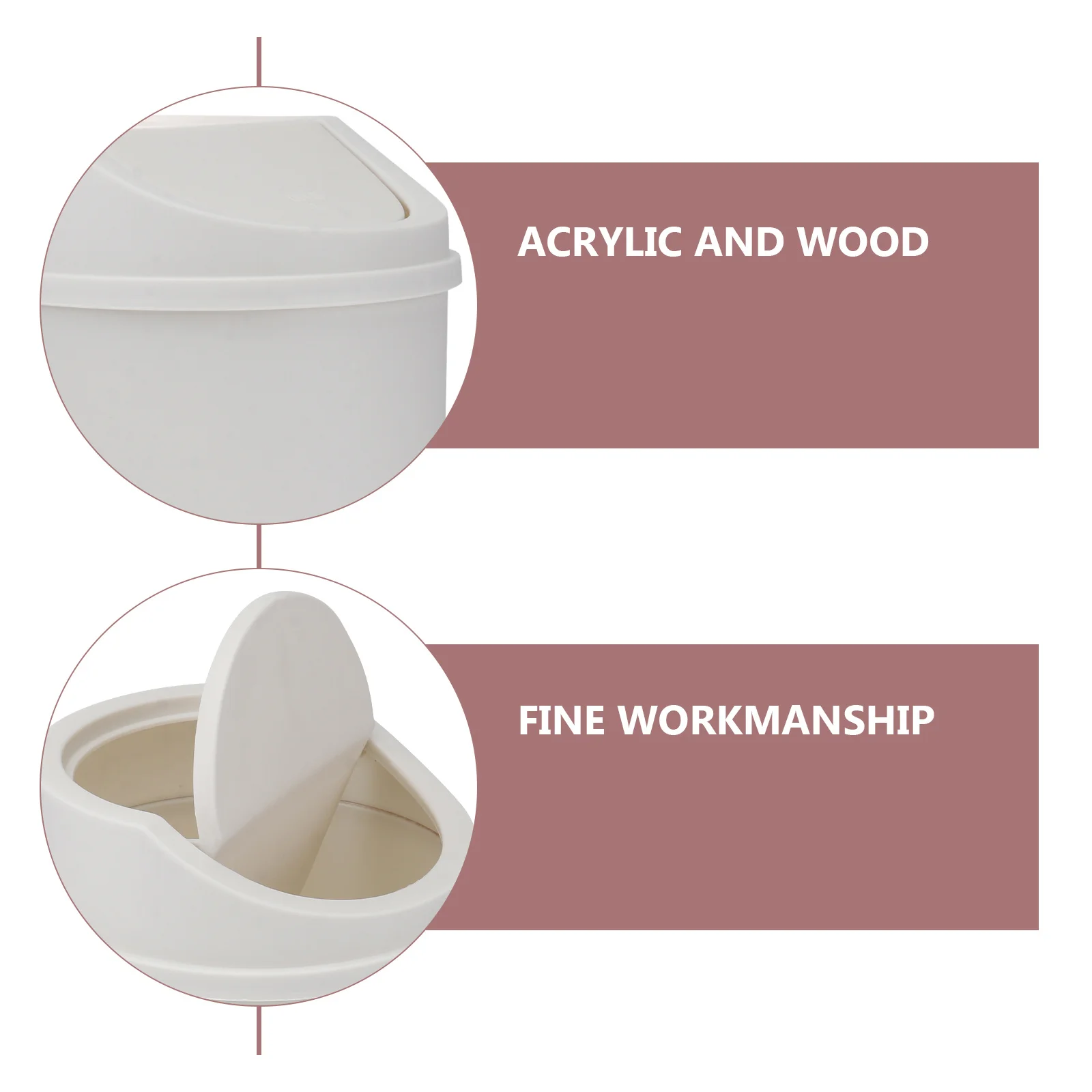 

2Pcs Mini Trash Can Desktop PP Material Swing Lid Design Countertop Waste Organizer for Makeup Table Vanity and Cabinets