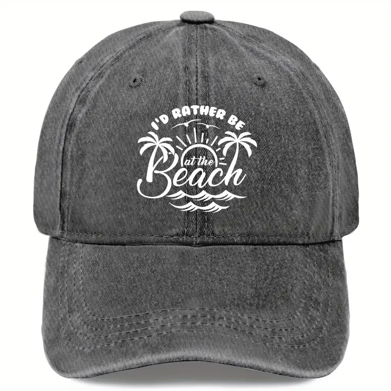 I'd Rather Be at the Beach" Vintage Washed Baseball Cap - Coastal Vibes & Vacation-Themed Casual Sun Cap, Beach Lover Enthusiast