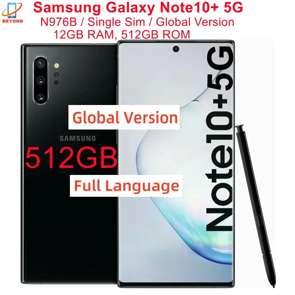 Samsung Galaxy Note10+ Note10 Plus 5G N976B 512GB ROM 12GB RAM Global Version 6.8