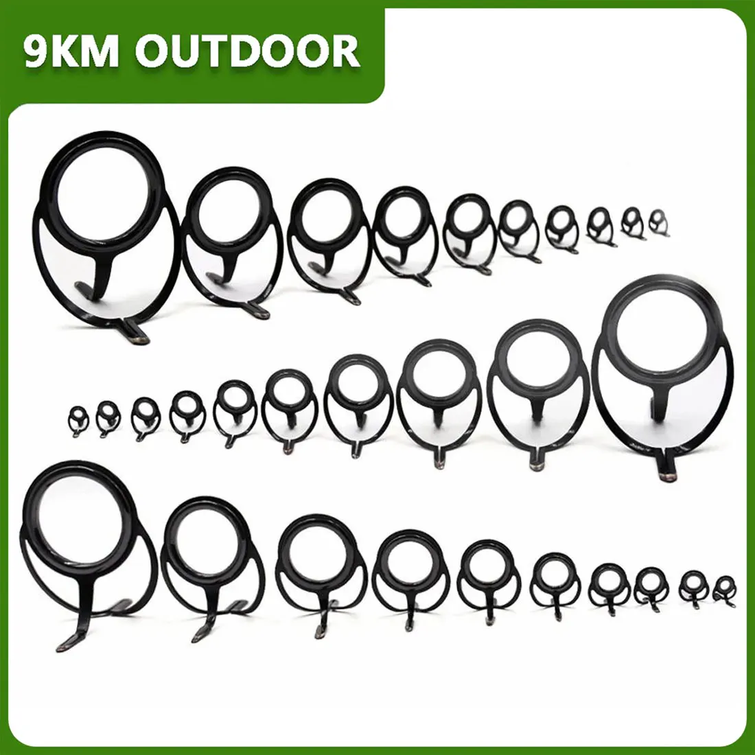 Black Sea Fishing Rod Guide Repair Kit Casting Tip Eye Rings Sets Stainless Steel Building 10~20pcs Freshwater Saltwater Fishing