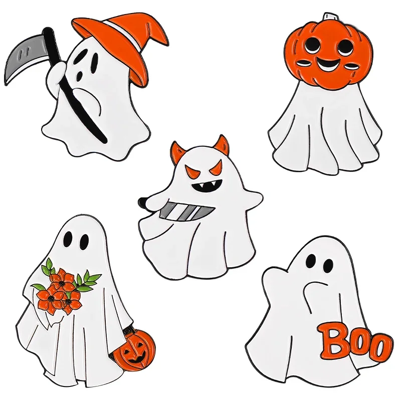 

Halloween Ghost Enamel Pin Cute Pumpkin Knife Boo Badges Backpack Clothes Brooches Jewelry Accessories Gifts For Kids Friends