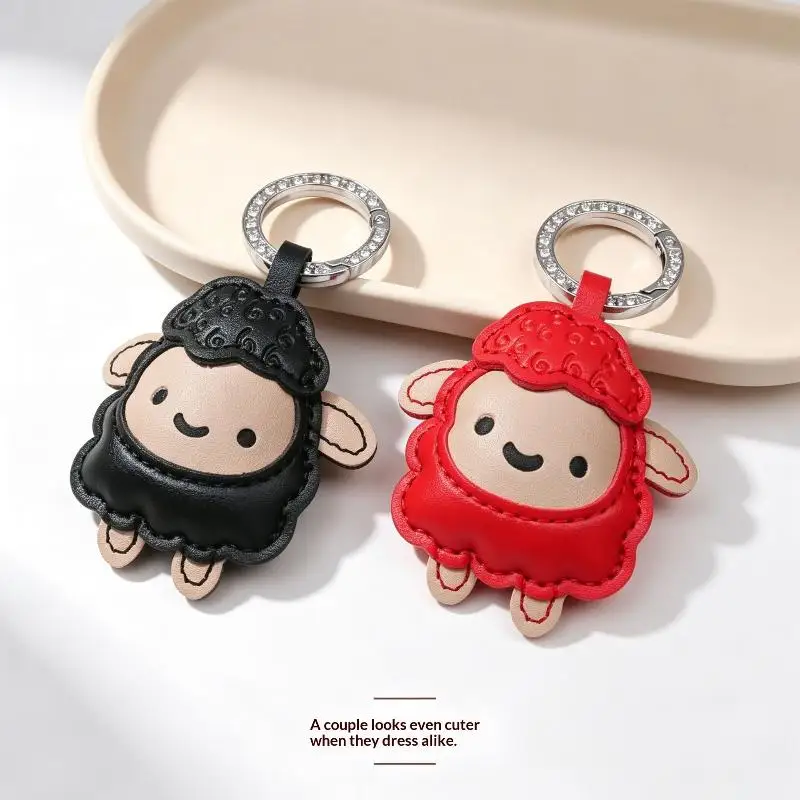2027 Chinese Zodiac Goat Keychain PU Bag Pendant Novelty Lunar New Year Souvenir Gift for Colleagues