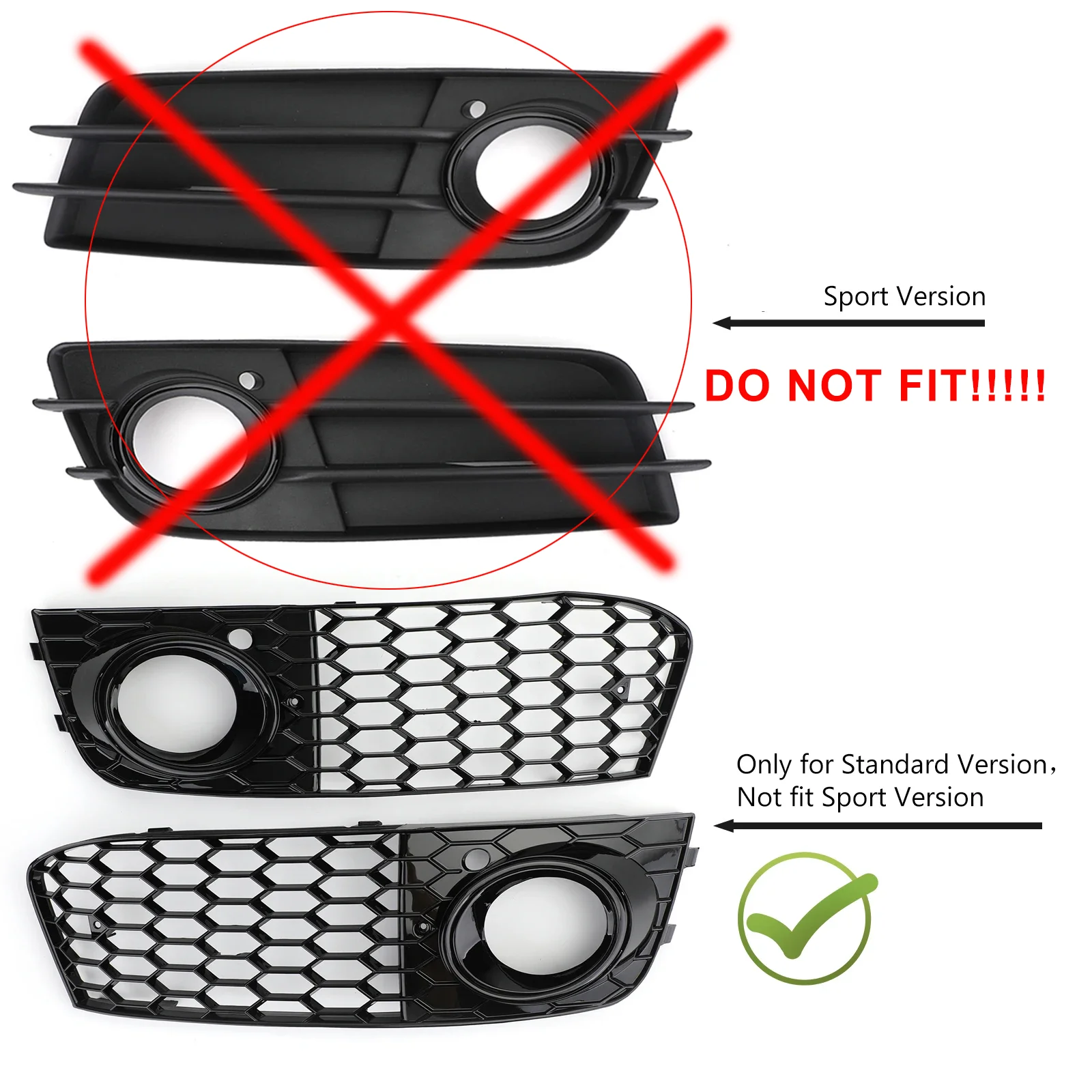 Für Audi A4 B8 RS4 2009 2010 2011 2012 Honeycomb Mesh Nebelscheinwerfer Open Vent A4 Grille Intake Cover 8KD 807682 8KD 807681 Grillteile – Detail 1