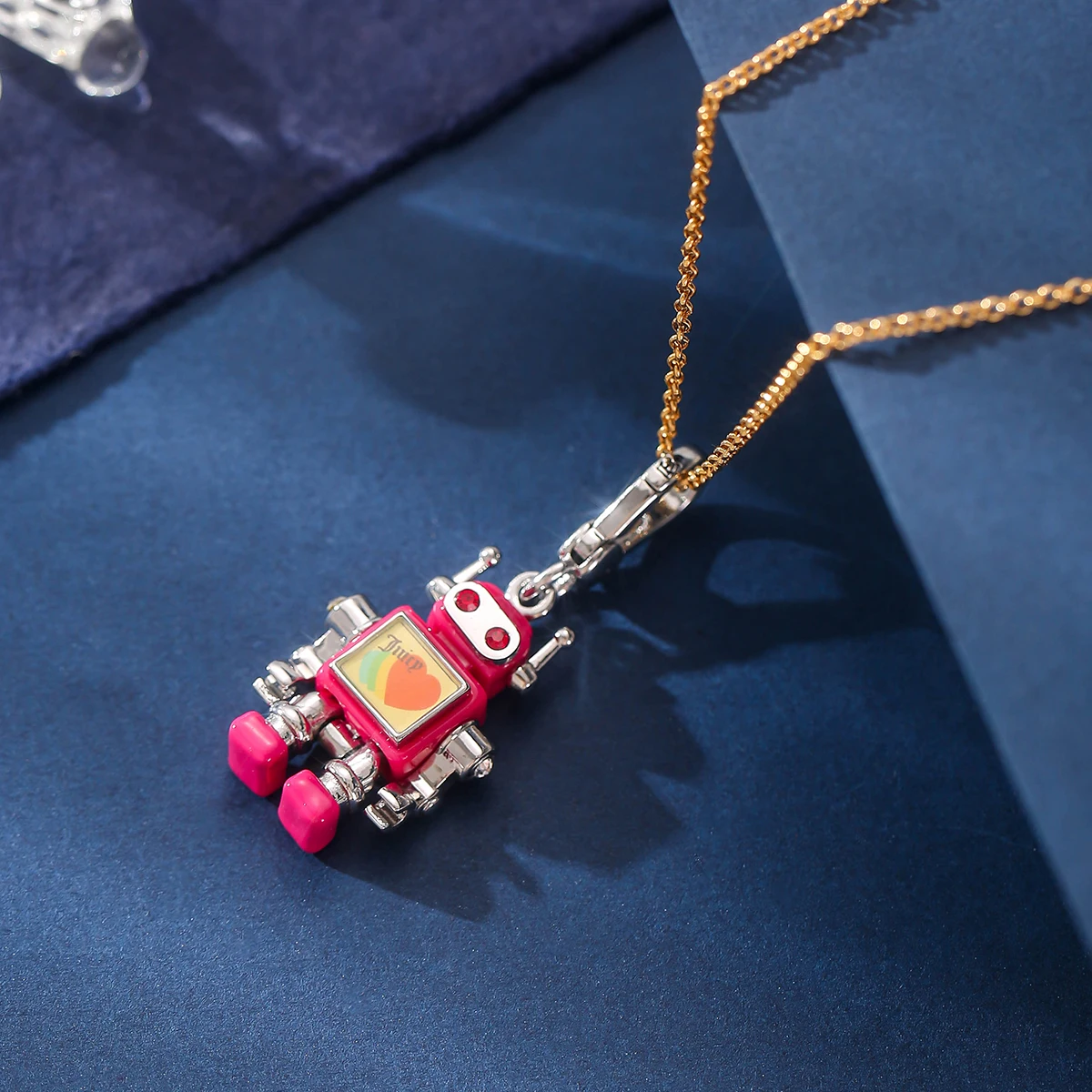 1Pc Printed Letter Love Movable Small Robot Pendant,Girls Clothing Accessories Necklace,Christmas Decoration Party Jewelry Props