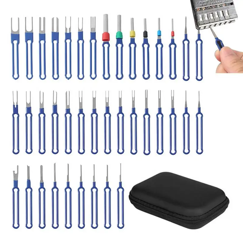 

Wire Terminal Removal Tool 36pcs Upgraded Blue Pin Extractor Tool Set Automotive Terminal Release Kit Terminal Ejector With