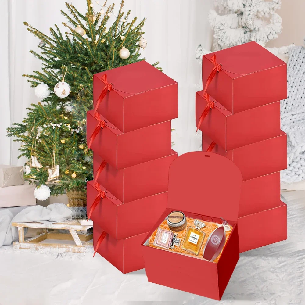 10pcs Wedding Gift Box，bridesmaid gift proposal， Bow Ribbon Birthday Event & Party Decoration Storage Gift， Wrap Bridesmaid Pro view 2