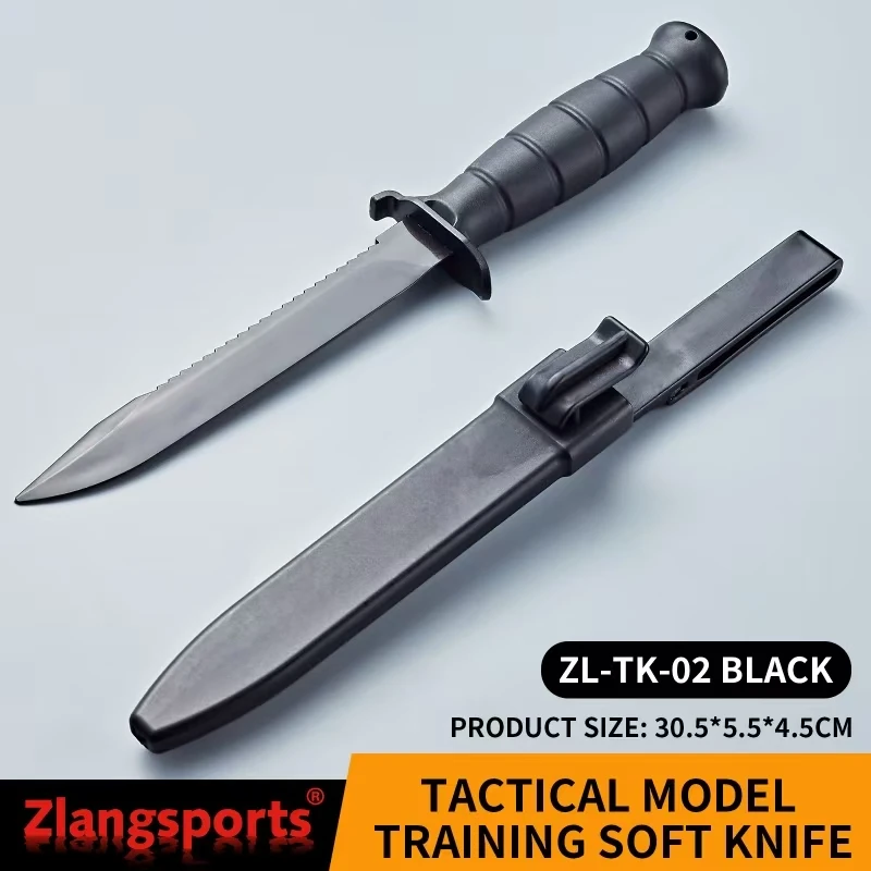 Zlang Trainingsmesser mit feststehender Klinge, ABS-Griff, TPE-Softklinge, Gummi-Militärtrainingsmodellmesser