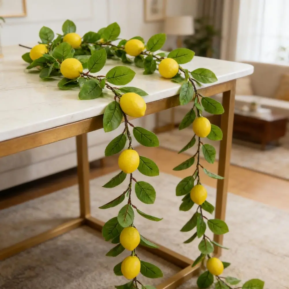 

Artificial lemon wreath with green plants home door wall cover wedding holiday party dining table decoration Lemon Branches Frui