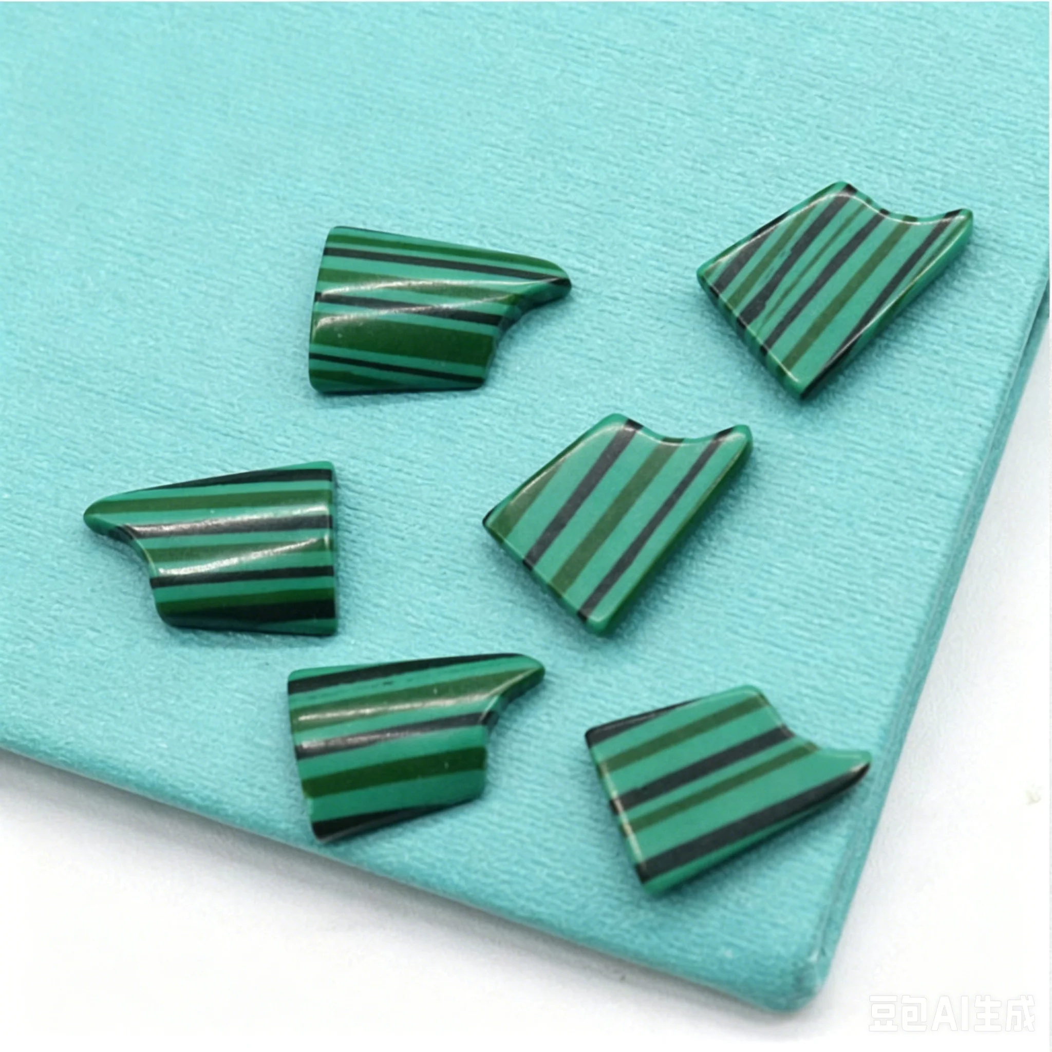 

Fashion Ice Cream Shaped Natural Malachite Loose Stone DIY Craft Accessories For Pendant Earrings Necklace Making