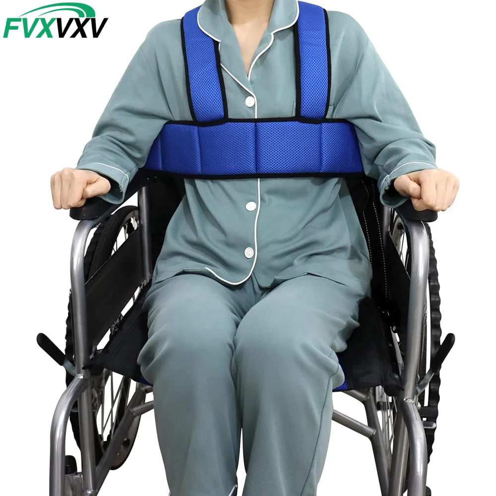 Wheelchair Seat Belt with Torso Support Vest – Full Body Harness Prevents Tilting & Falling, Easy Release Buckles for Elderly