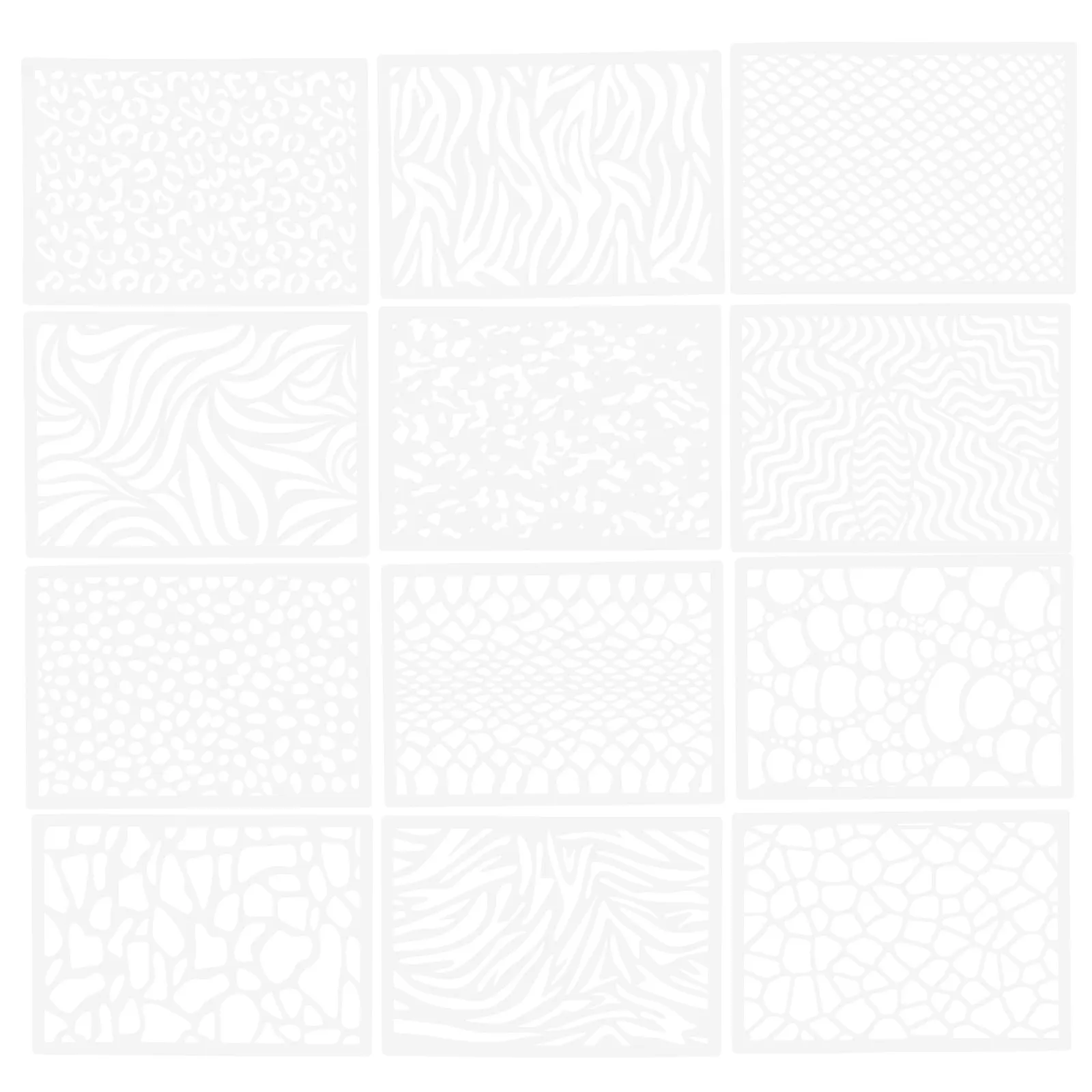 12Pcs Artistic Leopard Pattern Painting Templates Hollow Design Stencil Set for DIY Crafts School Projects Wall Art Decor Spray