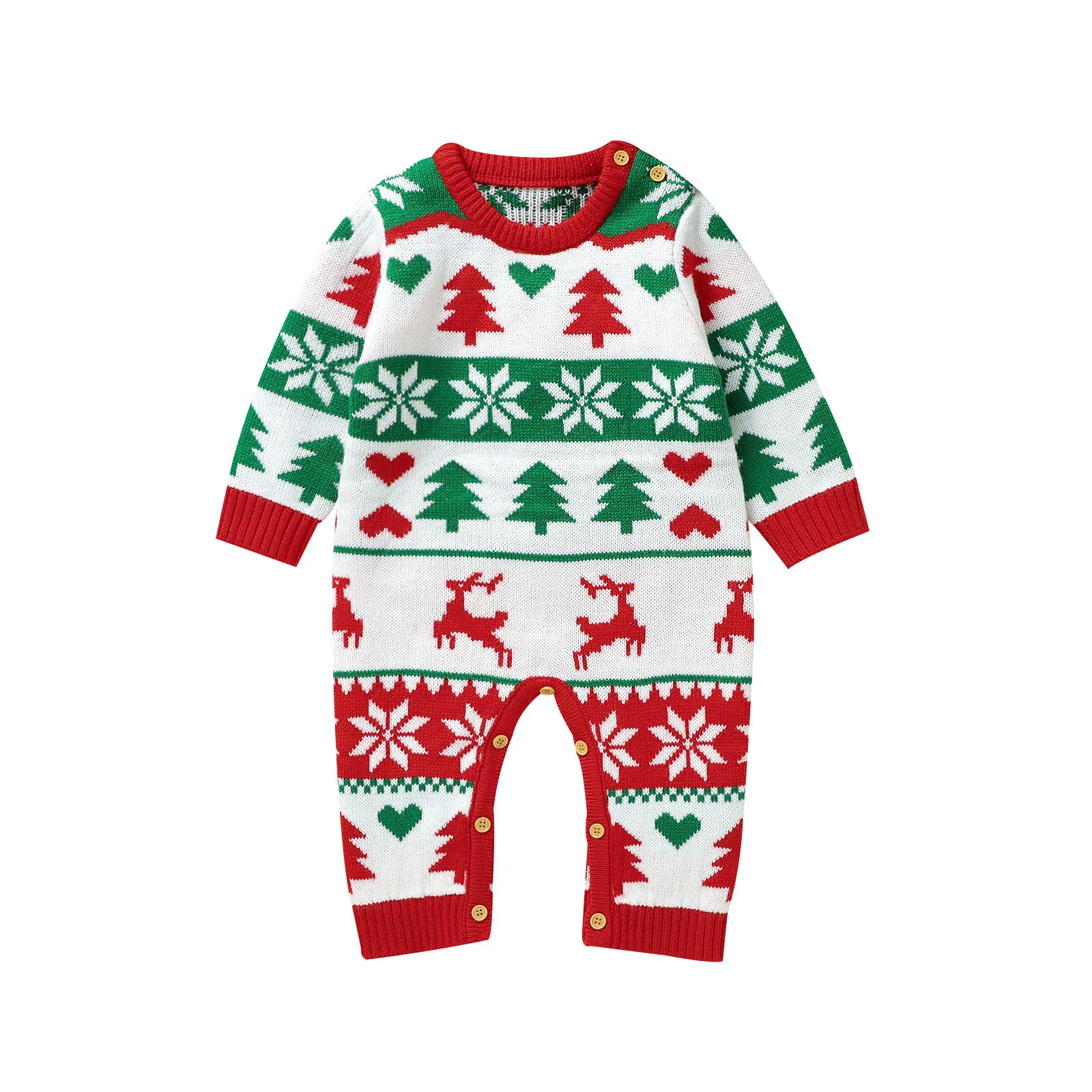 0-24M Baby Boys Girls Knitted Romper Christmas Red Green Outfits Christmas Jumpsuit New Year Costume Newborns Christmas Clothes