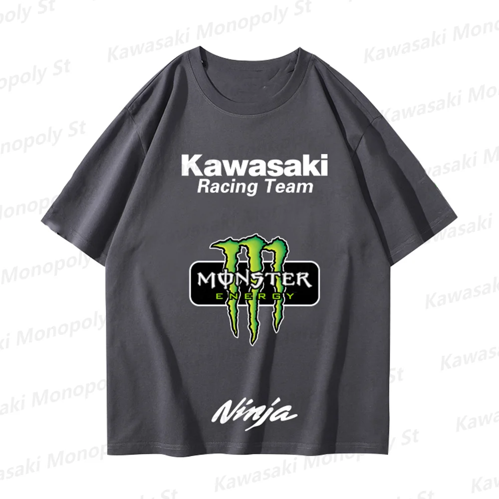 New Men Kawasaki Motorcycle Summer Cycling Suit T-Shirt Team Racing Suit Heavy Locomotive Boy O-Neck T-Shirt KID/Adult Cotton To