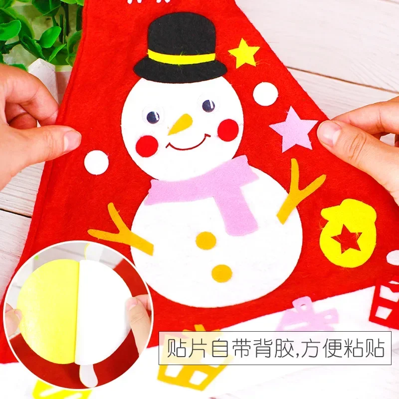 Kids DIY Christmas Hat Stocks Handmade Non-Woven Santa Hats Craft Toys Kindergarten Gifts Creative Materials Kits for Children