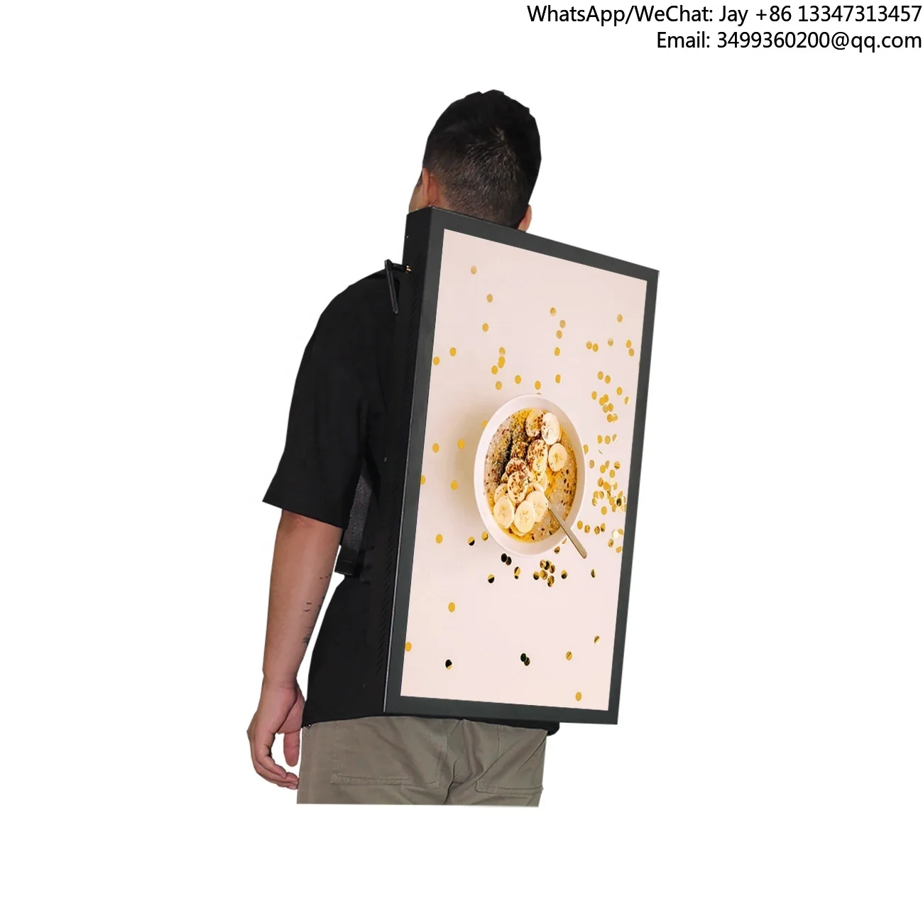 

27-дюймовый портативный уличный ЖК-дисплей для рекламы, видеоплеер для рюкзака