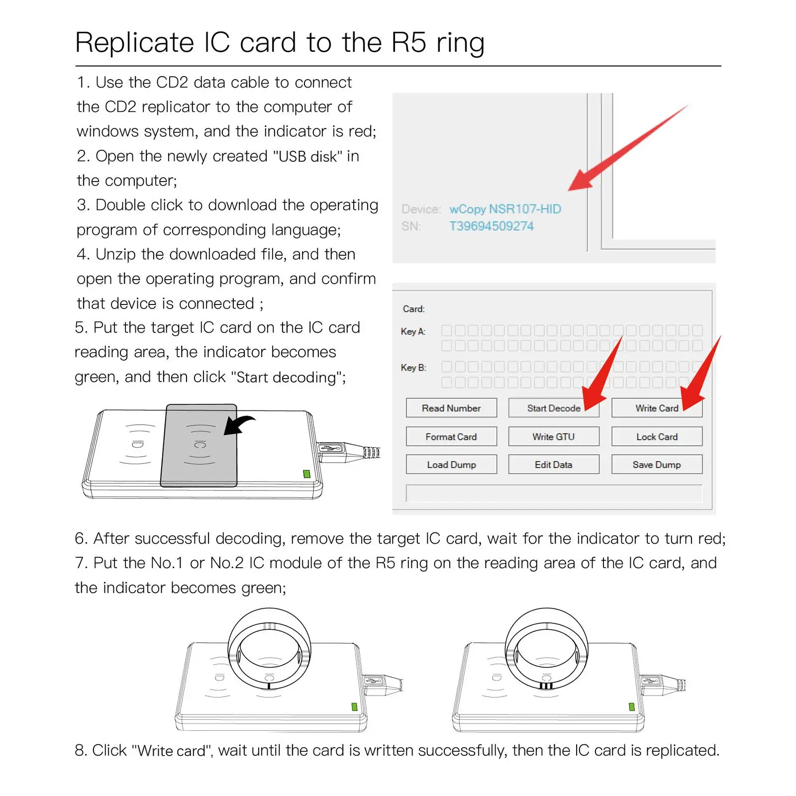 JAKCOM CDS RFID Substituição para PC Sistema Operacional, Leitor de Cartão e gravador, Freqüência 13,56 MHz, 125KHZ