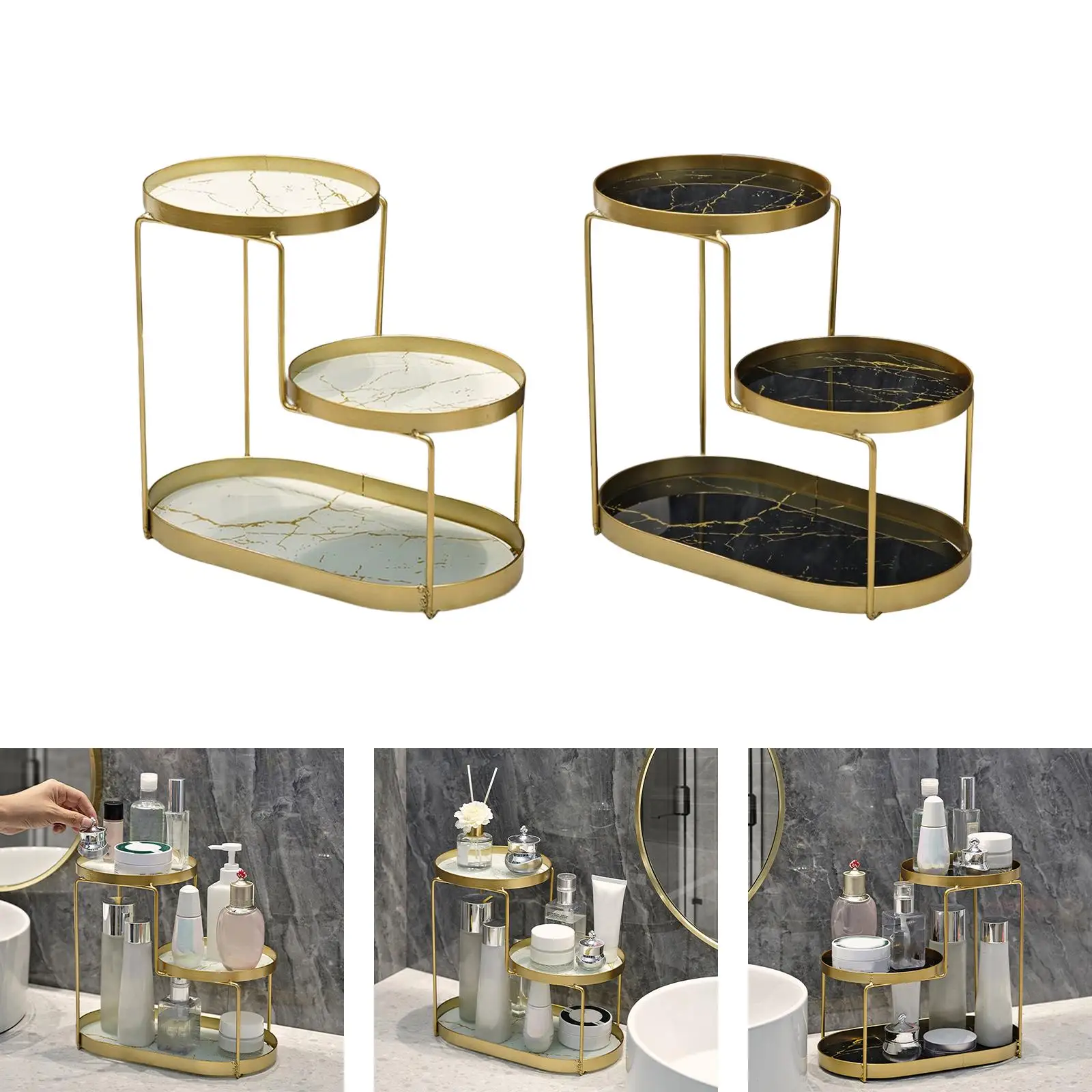 1/2/3 warstwy makijaż organizator na perfumy półka Iron Art Deluxe złoty organizator na przybory do makijażu szminka perfumy kosmetyczka stojak do przechowywania