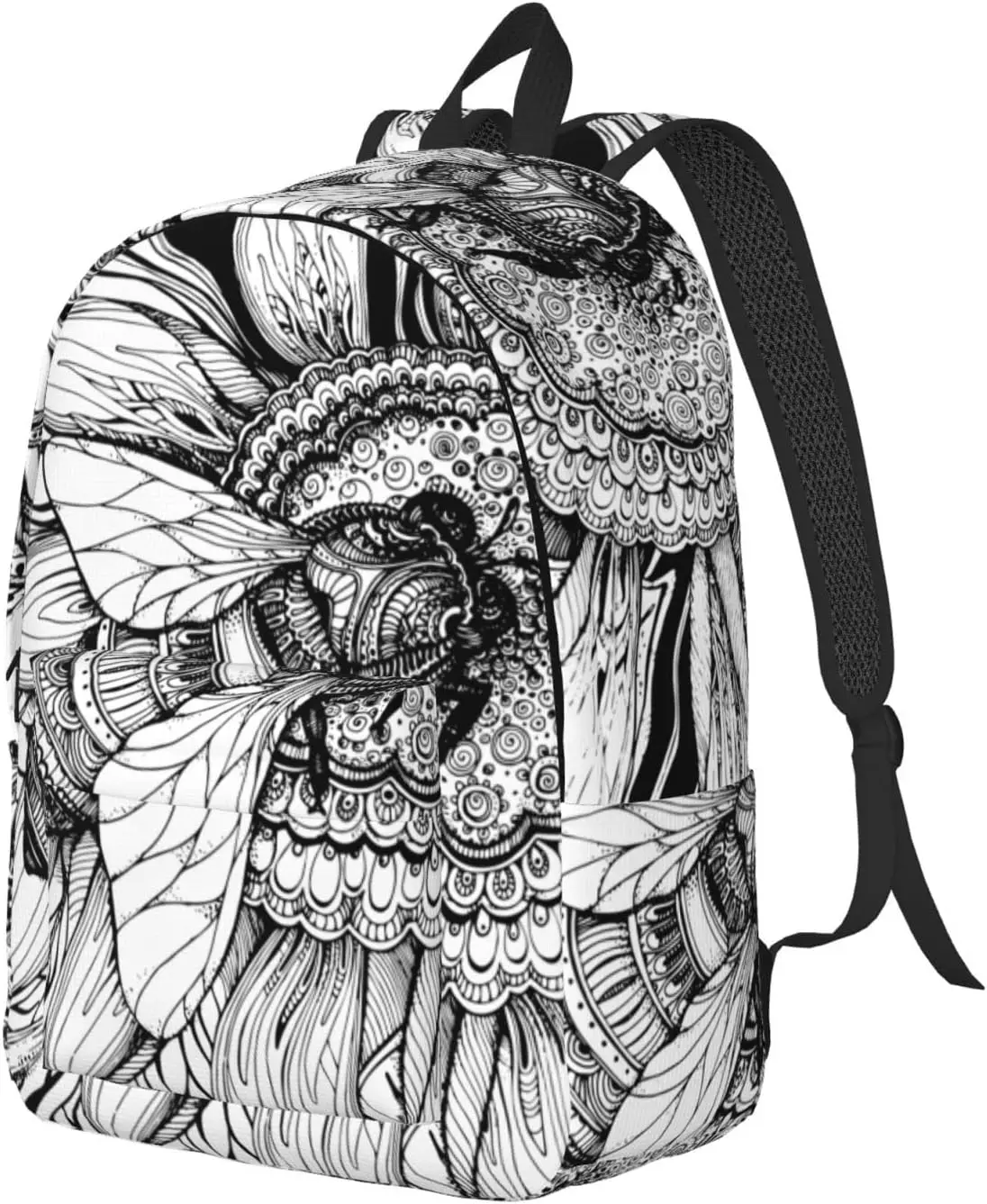 Backpack Casual Lightweight Bee And Flower Laptop Backpack Men Women Travel Bag Outdoor Canvas Daypack image 2