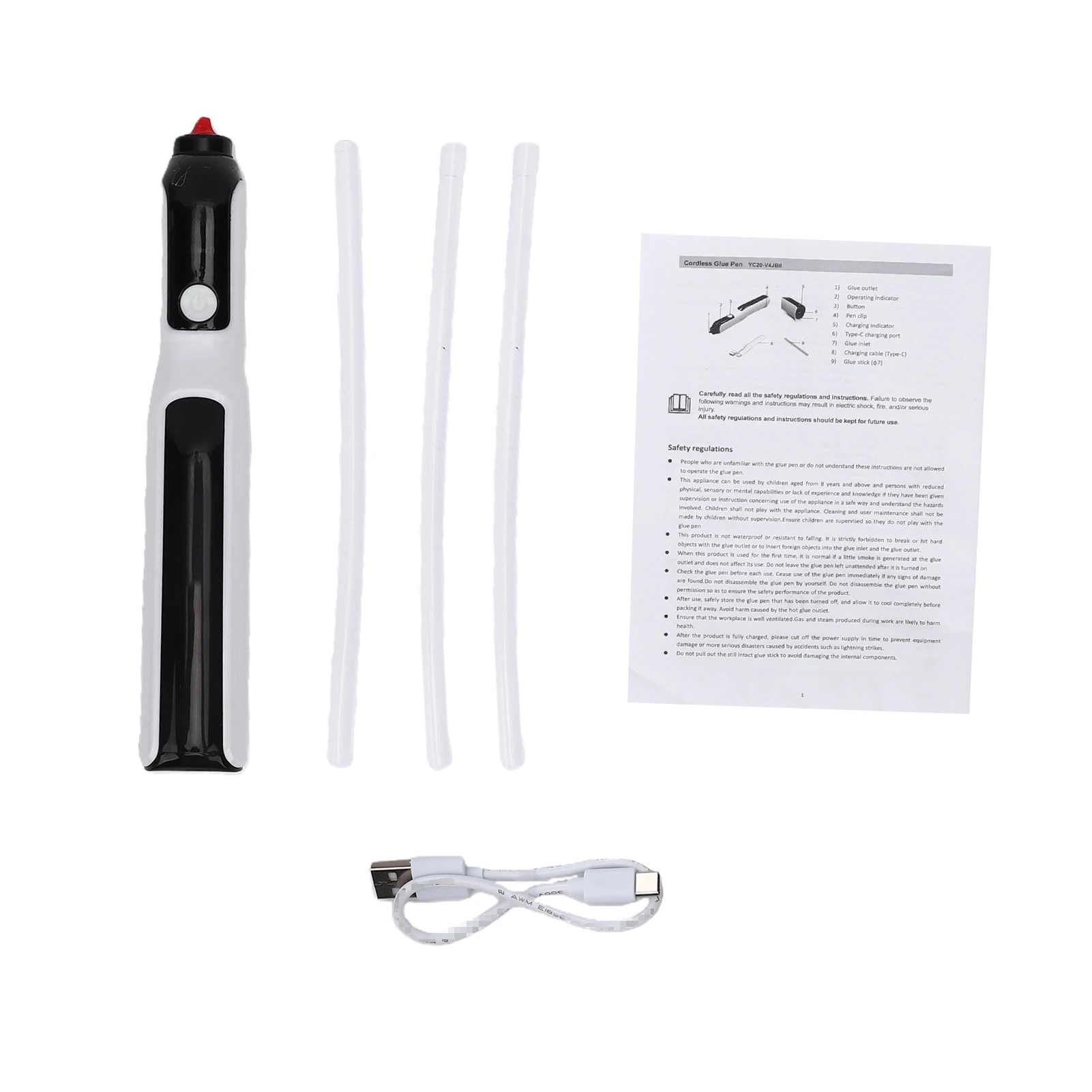Cordless Hot Glue 6 Seconds Heat Up for Crafts Home Repairs USB Type C Fast Charging Rechargeable Hot Glue Pen