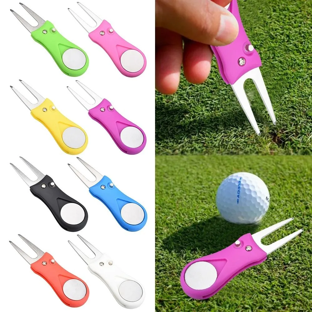 

Stainless Steel Golf Divot Repair Tool Versatile Lightweight Mark Switchblade Retractable Pitchfork Groove Cleaner