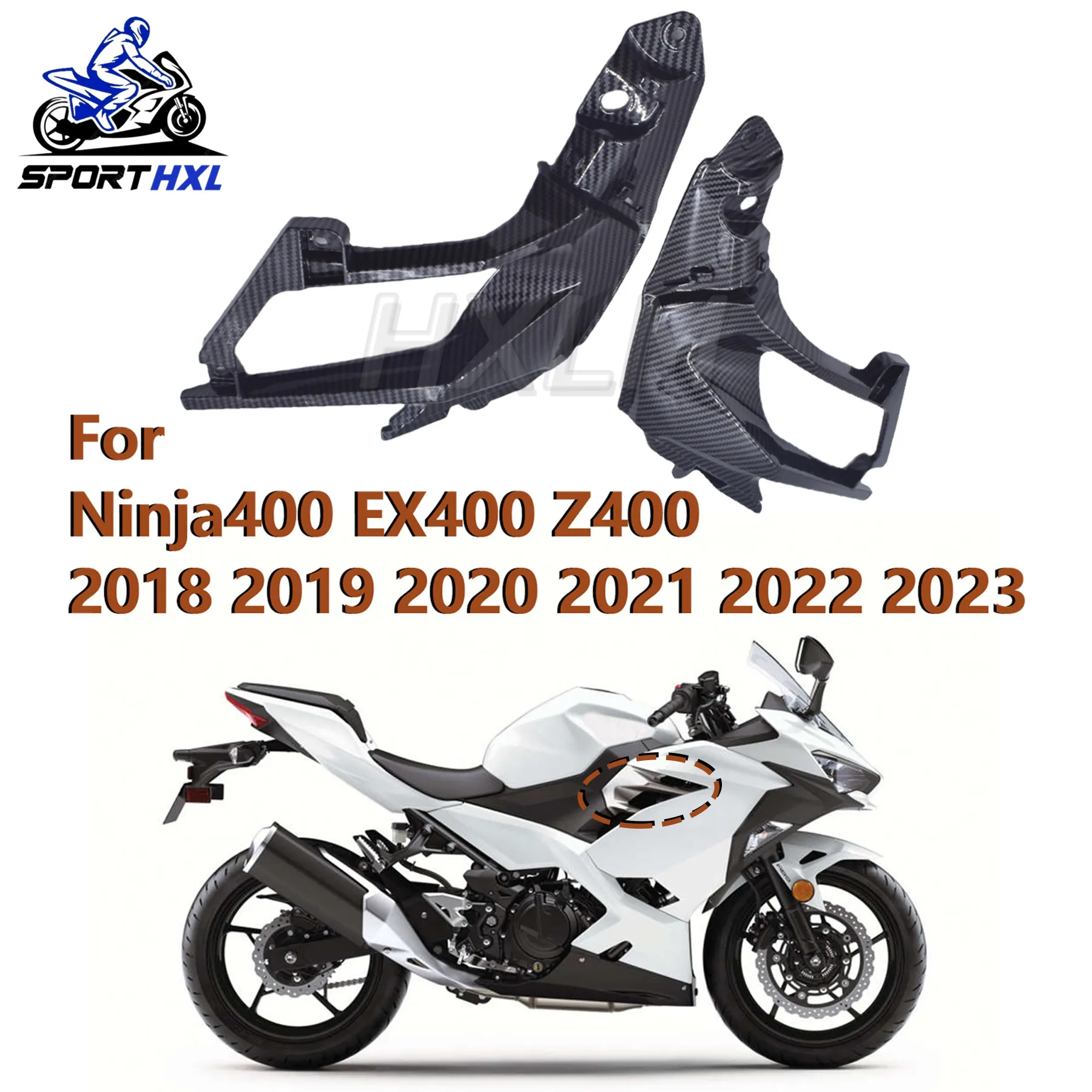 

Front Upper Side Cover Panel Trim Fairing Frame Guard Air Intake Cowling For NINJA400 ninja250 2018 2019 2020 2021 2022 2023