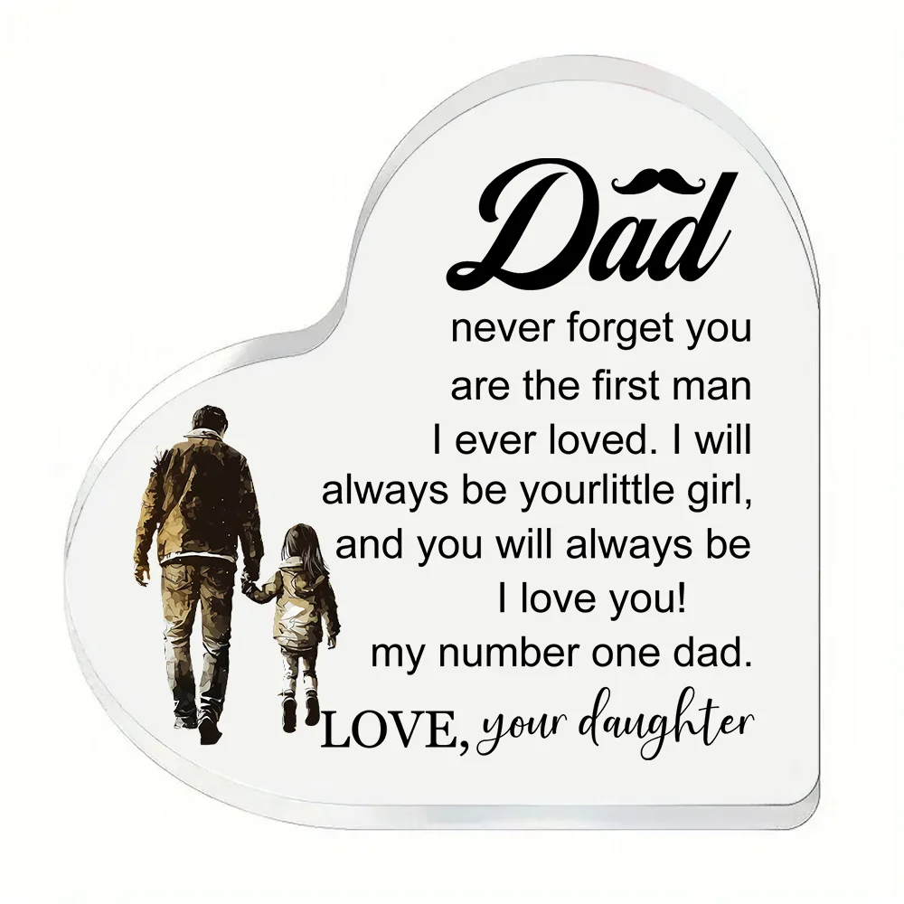 1 Pcs Dad transparent Presents From Daughter son for my best Dad heart-shaped Gift For my father home Ornaments Birthday gift