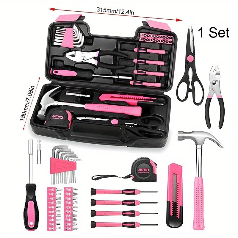 

Office College Dormitory 39 Piece General Household Tool Set Toolbox Storage Case Essential Hand Tools Everyday Home Repairs