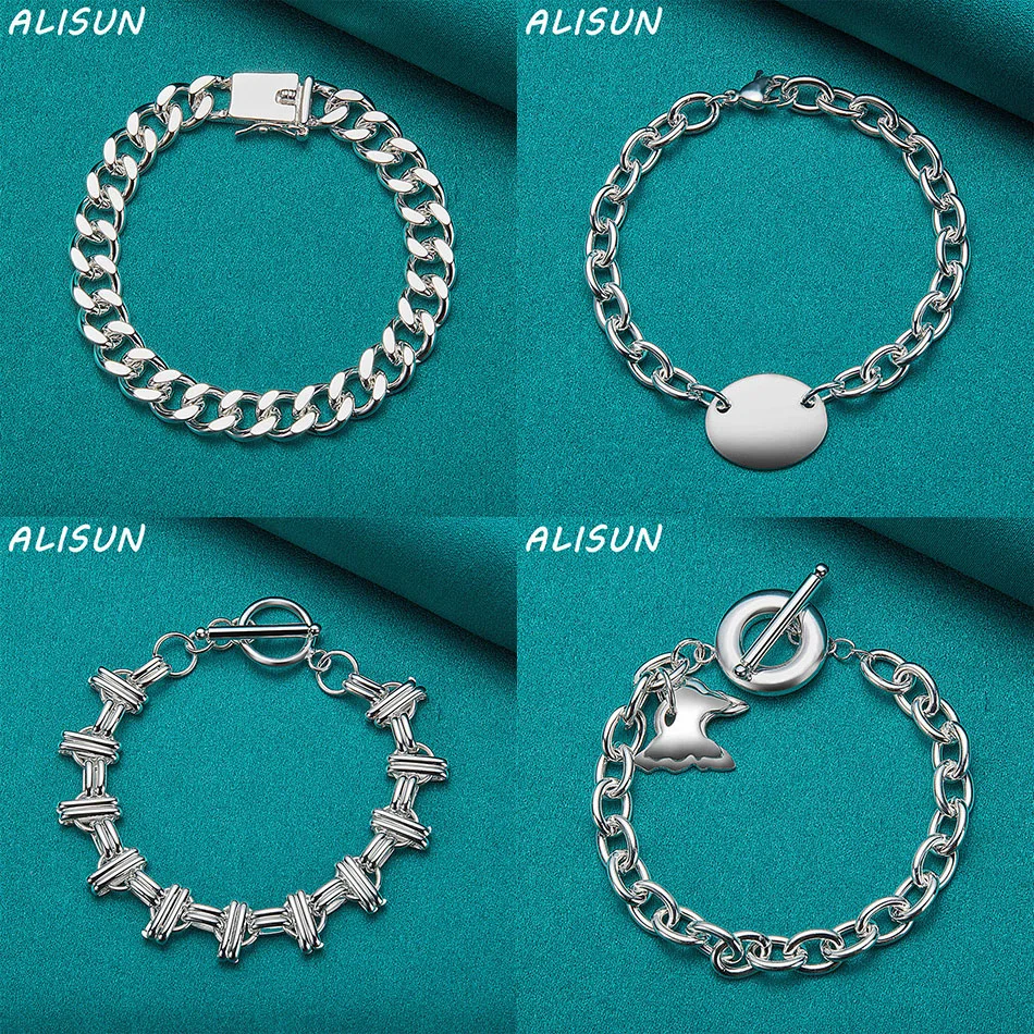 

ALISUN 925 Sterling Silver Bracelets For Women Men Anniversary Gift Popular Wild Fashion Romantic Jewelry