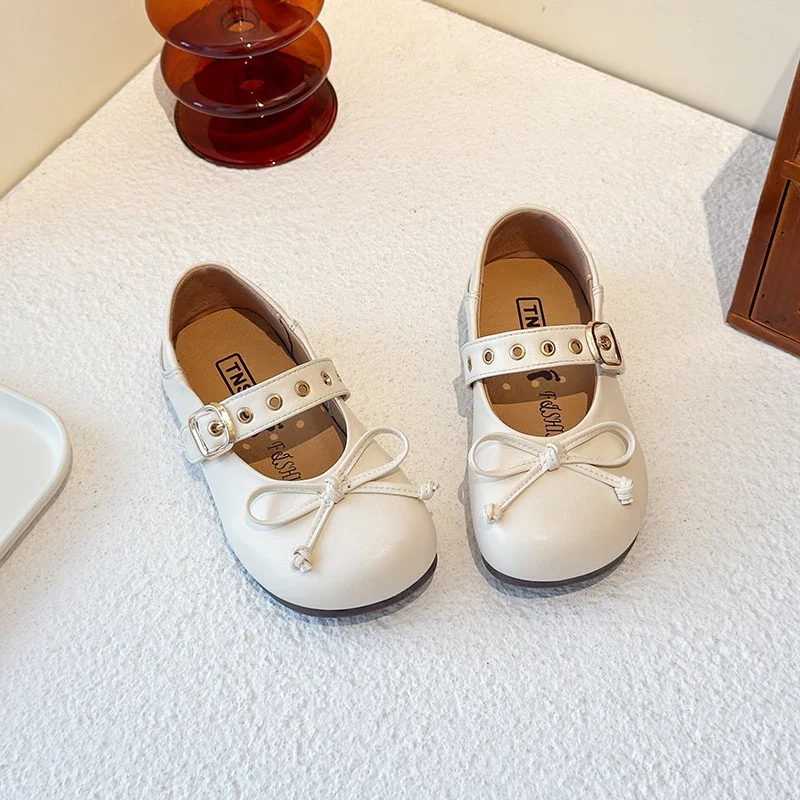 

Kids PU Leather Shoes For Girls 2026 New Spring Toddler Ballet Flats Cute Bow Non-slip Elegant Princess Girls Party Flats