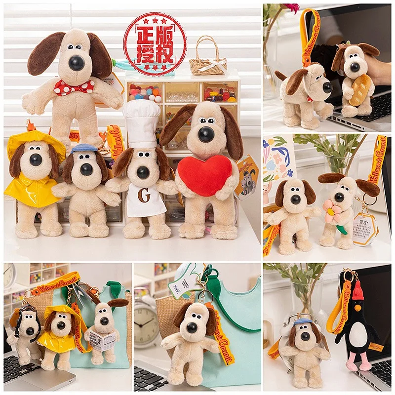 Juguete de peluche Original de Wallace y Gromit, juguetes Kawaii Gromit Wallace, bolsa de perros de dibujos animados, colgante, llavero, muñecos de peluche de cachorro lindo de Anime