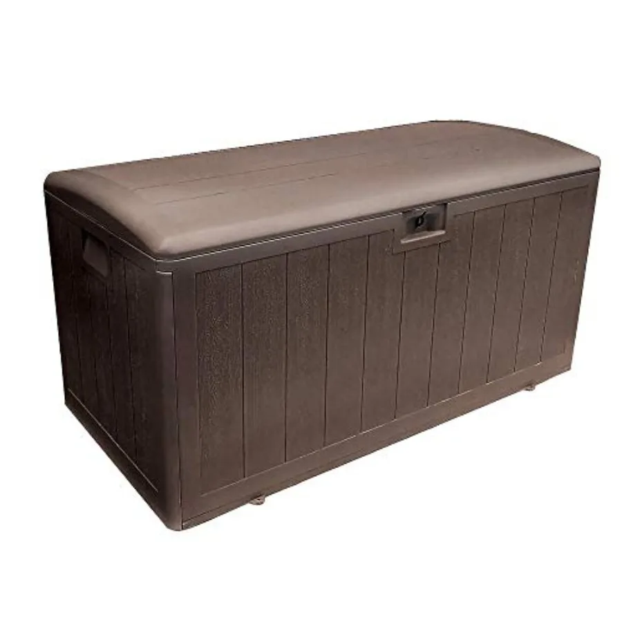 

Outdoor Storage Deck Box with Standard Closure 105 Gallon Java-Colored Plastic Durable and Weather-Resistant for Outdoor Use