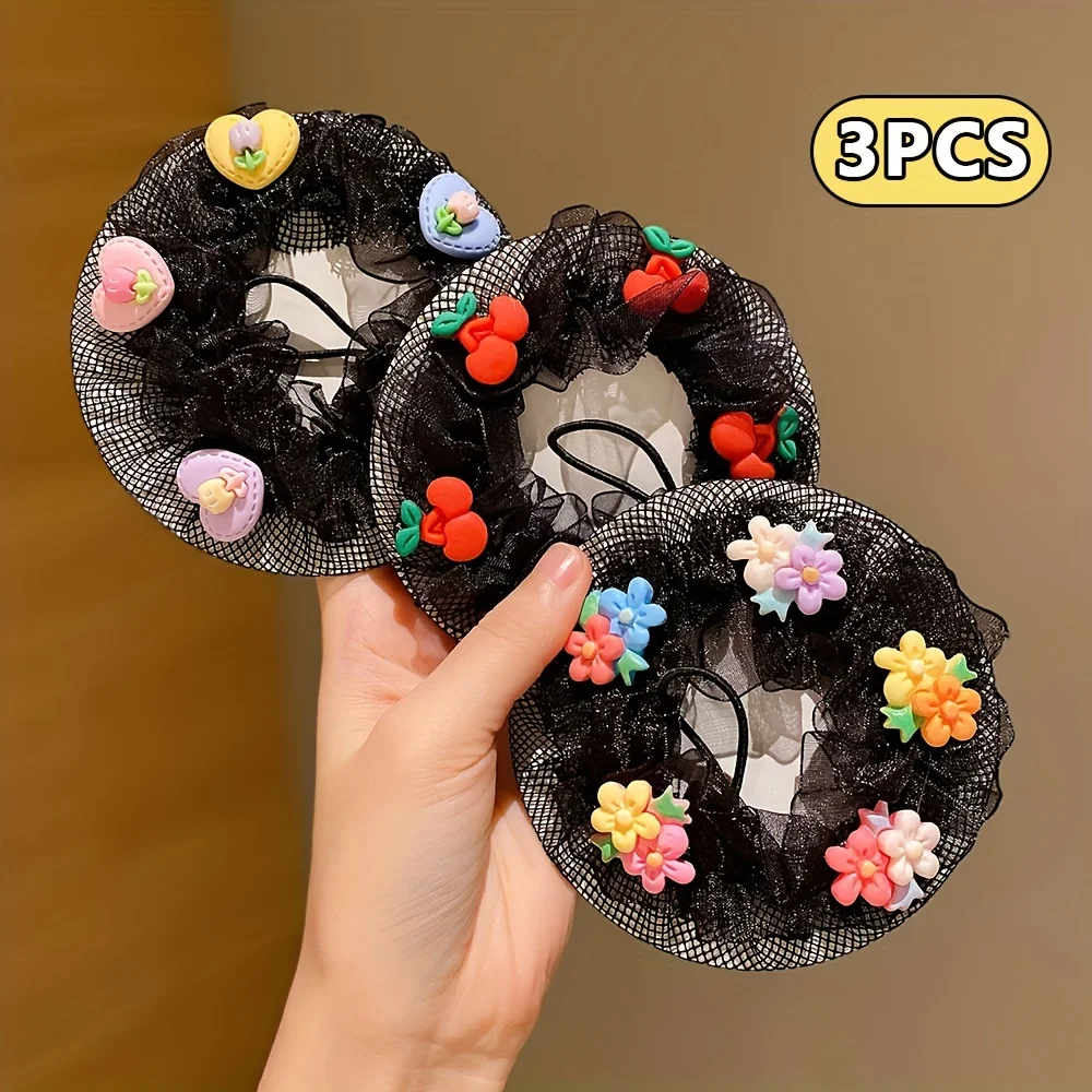 

3 Pieces of Sweet Flower Hair Ring Cute and Versatile