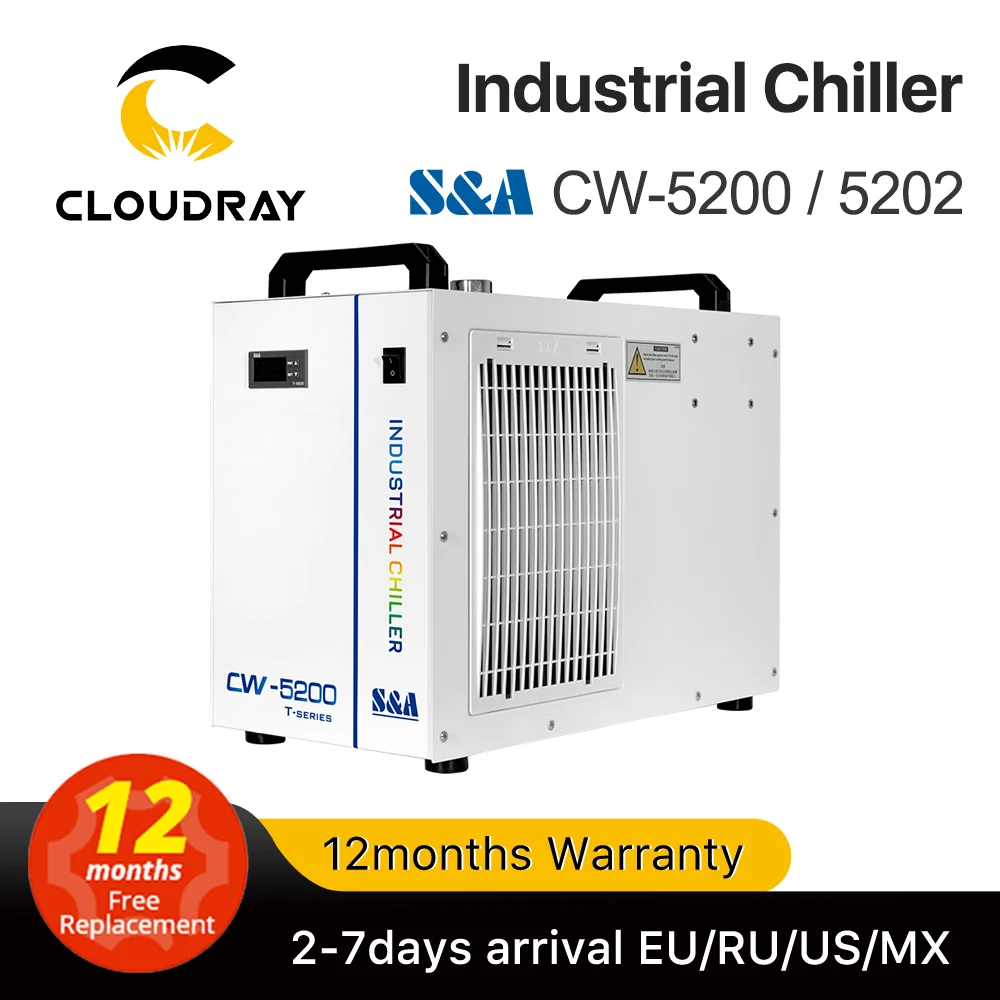 Cloudray S&A CW5200 CW5202 Industry Air Water Chiller  for CO2 Laser Engraving Cutting Machine Cooling 150W Laser Tube