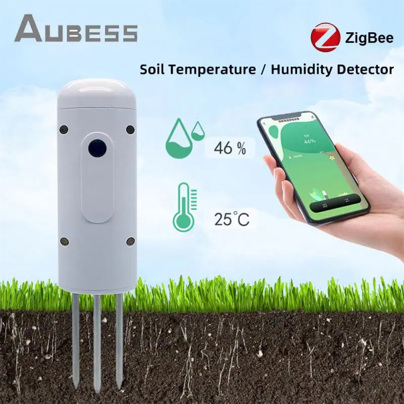 Tuya Zigbee Temperature Humidity Tester Wireless Soil Moisture Meter Plant Monitor IP67 Waterproof Detector Via ZigBee Gateway