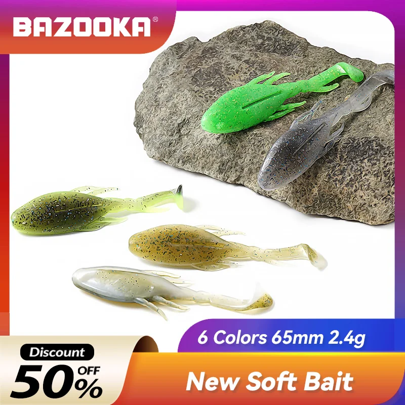 

Bazooka Fishing Lure 65mm 2.4g Floating T-tail soft silicone Bait Sea Swimbait Wobblers pesca Peche Leurre Pike Tackle Bass