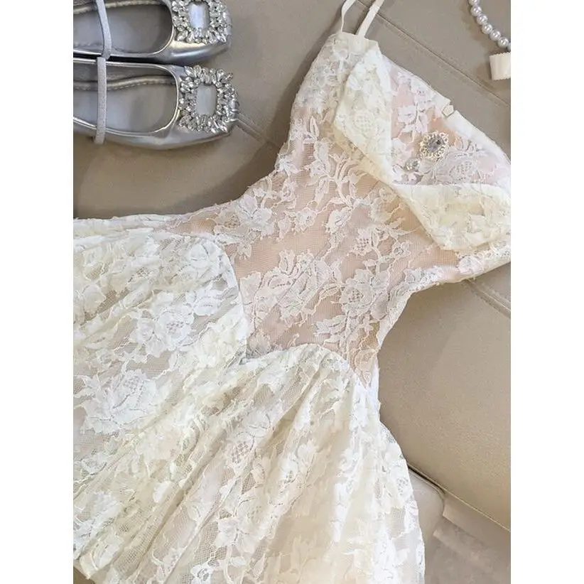 Sweet Princess French Lace Dress Harajuku Gyaru Style Elegant Chic Summer Kawaii 90s Women Fashion Dresses - Image 4