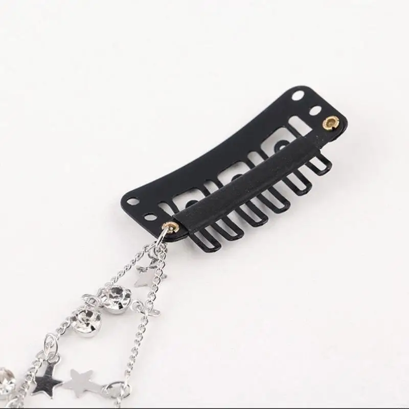 

77HE Flashing Chain Hairpin Braided Hair Headdress Tassel Hairpin for Girl